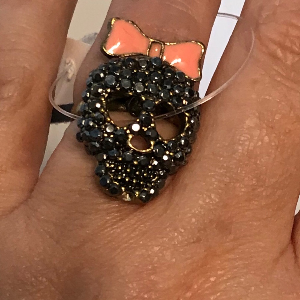 5 for $25 ❤️ Sugar Scull New Pave Rhinestone Ring - Picture 3 of 5